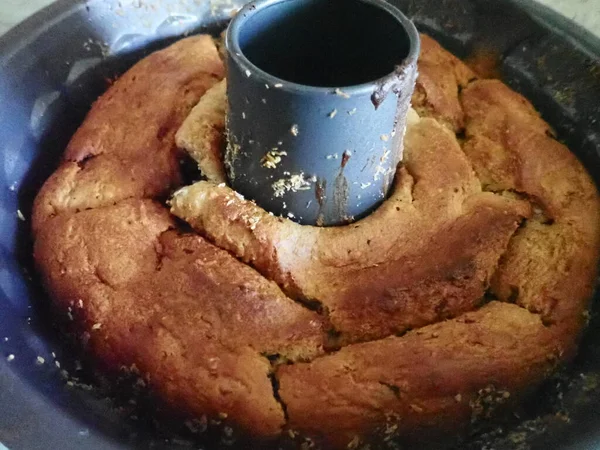 Tschechische Typische Süß Gebackene Babovka Runde Kuchen — Stockfoto