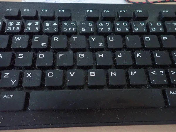 Enges Detail Einer Schwarzen Computertastatur — Stockfoto