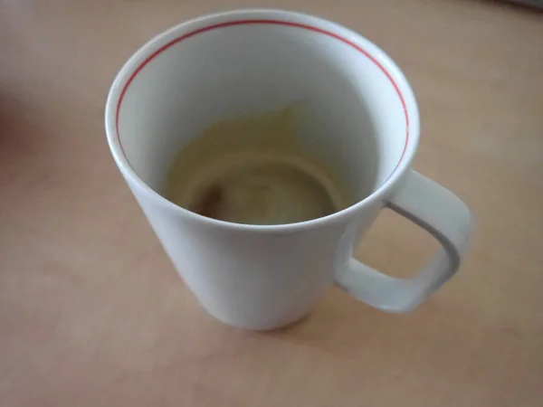 Kopje Koffie Met Melk Een Tafel — Stockfoto