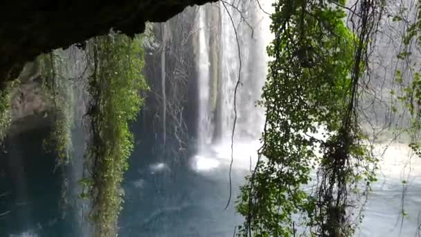 Erstaunliche Höhle Wasserfall Auf Einem Duden Fluss Antalya Türkei — Stockvideo