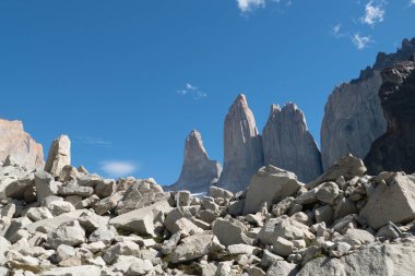 Şili patagonisi Güney Amerika 'daki inanılmaz ünlü Torres del Paine Ulusal Parkı