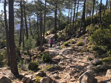 Meydan okuyan güzel GR20 patikası Korsika Fransa