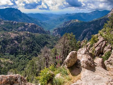 Meydan okuyan güzel GR20 patikası Korsika Fransa