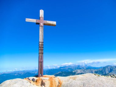 hiking the beautiful challenging GR20 trail in corsica island france clipart