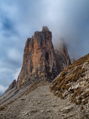 batutiful autumn nature in famous rocky dolomites mountains clipart