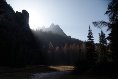 Batutiful sonbahar doğası ünlü kayalık dolomitler dağlarında