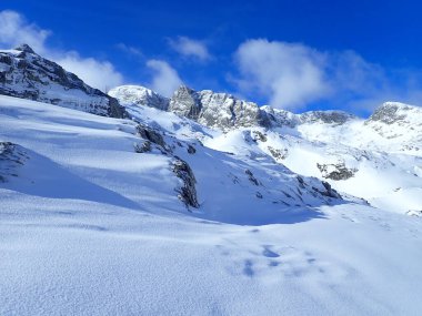Avustralya 'da kışın güzel karlı dachstein dağları
