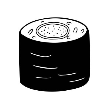 El yapımı Japon suşi böreği. Asya yemekleri tasviri. Suşi barı.