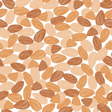 Hand drawn almond nuts seamless pattern. Design for fabric, home textile, wrapping paper