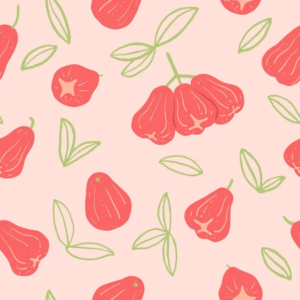 Rosenäppelfrukter Sömlöst Mönster Exotiska Frukter Bakgrund — Stock vektor