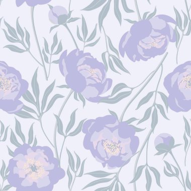 Çiçekler ve dallarla klasik stil dekoratif vintage desen. Şakayık siluetiyle süslenmiş.