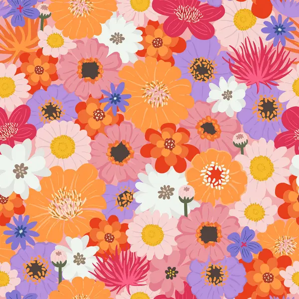 Sonbahar çiçekleriyle renklendirilmiş, dikişsiz desenli. Kumaş, tekstil, ambalaj kağıdı, kapak için çok renkli baskı