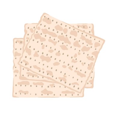 Yahudi geleneksel düz ekmek matzası. Hamursuz Bayramı için yemek illüstrasyonu