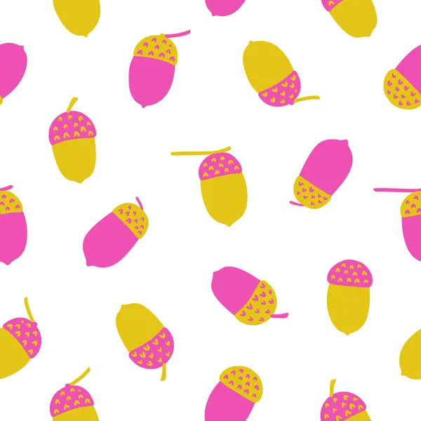 El çizimi soyut meşe palamutları pürüzsüz desen. Kumaş, tekstil, ambalaj kağıdı ve kapak için parlak sonbahar tasarımı