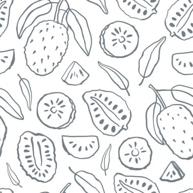 Ekşi meyveli kusursuz desen. Kumaş, tekstil, ambalaj kağıdı ve kapak için vektör el çizimi