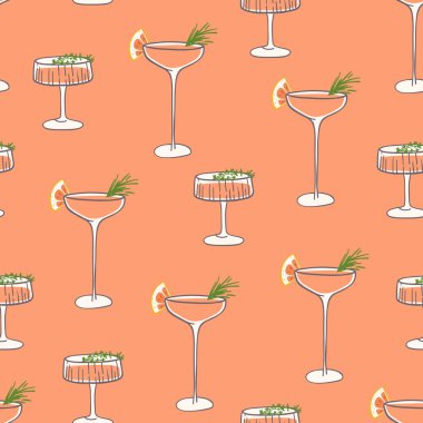 İki şenlikli kokteyl kusursuz. Tekstil, ambalaj kağıdı, hediye kağıdı, arkaplan için yeni yıl partisi tasarımı