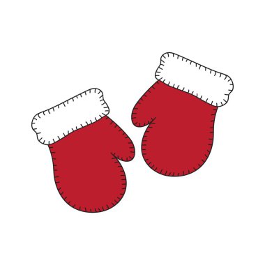 Sıcak örülmüş kırmızı eldiven tasarımı beyaz arkaplanda izole edildi