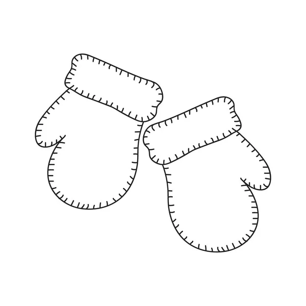 Mitaines Tricotées Chaudes Design Isolé Sur Fond Blanc — Image vectorielle