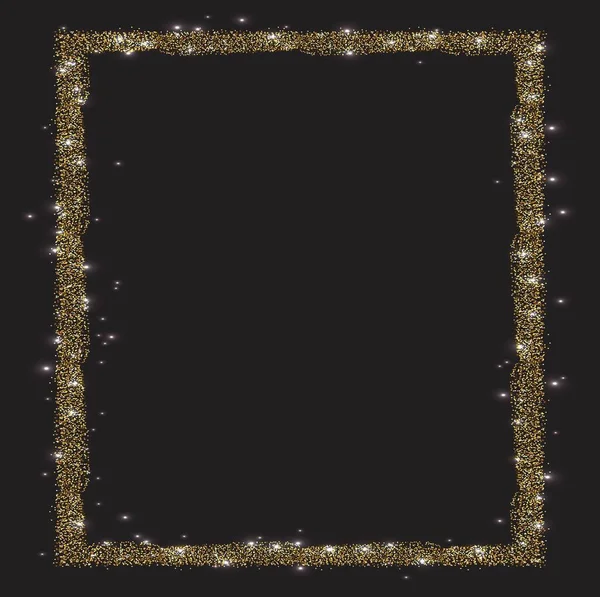 Verticale Rechthoek Glitter Gouden Frame — Stockvector