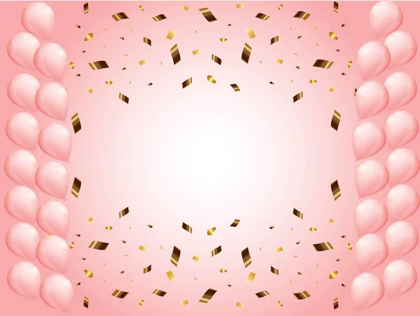 Baby Shower Invitation Helium Balloons Pink — Stock Vector