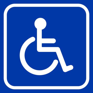 Mavi arkaplanda pasifleştirilmiş engelli simgesi