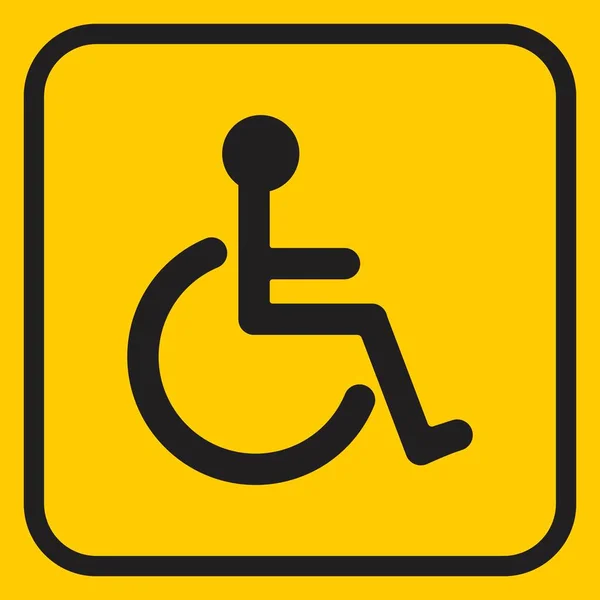 Icona Handicap Disabili Sfondo Giallo — Vettoriale Stock
