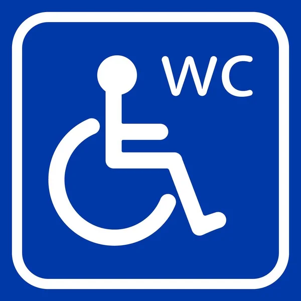 Icône Toilettes Handicapés Sur Fond Bleu — Image vectorielle