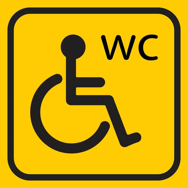 Icono Inodoro Para Discapacitados Sobre Fondo Amarillo — Vector de stock