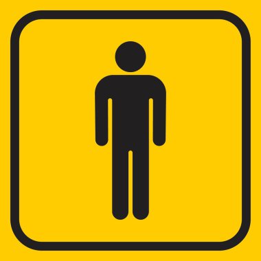Sarı arkaplanda erkek çizgisi simgesi