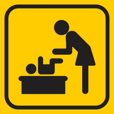 Sarı arkaplanda kreş odası simgesi