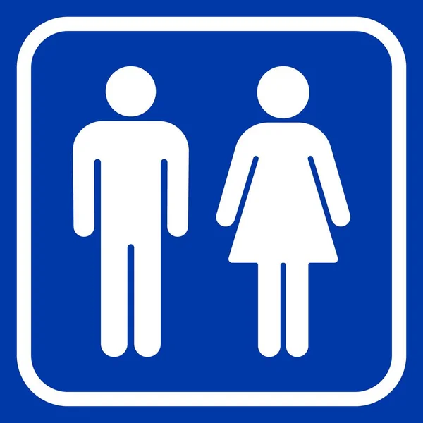 Ikon Pria Dan Wanita Pada Latar Belakang Biru - Stok Vektor