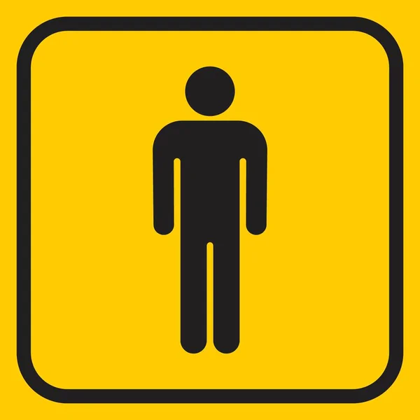 Ikon Garis Pria Pada Latar Belakang Kuning - Stok Vektor
