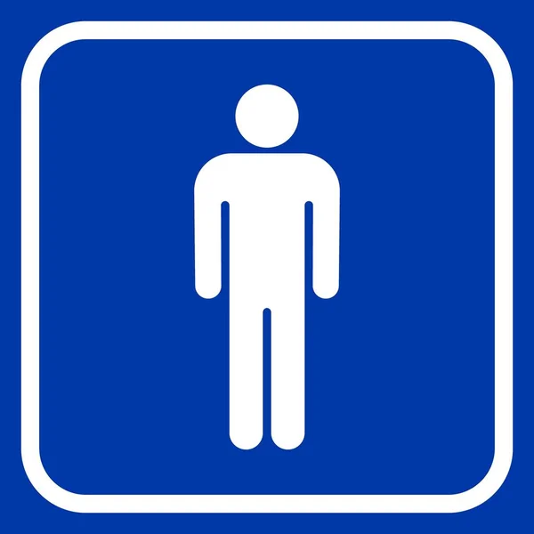 Ikon Garis Pria Pada Latar Belakang Biru - Stok Vektor