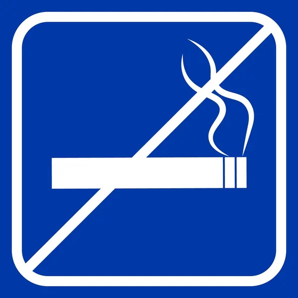 青色の背景に禁煙タバコラインのアイコン — ストックベクタ