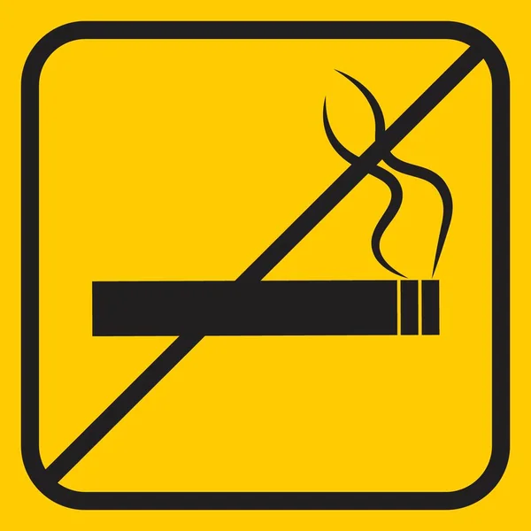 黄色の背景に禁煙タバコラインのアイコン — ストックベクタ