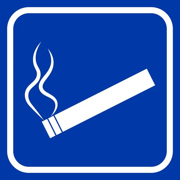 青の背景にタバコラインのアイコンを喫煙 — ストックベクタ