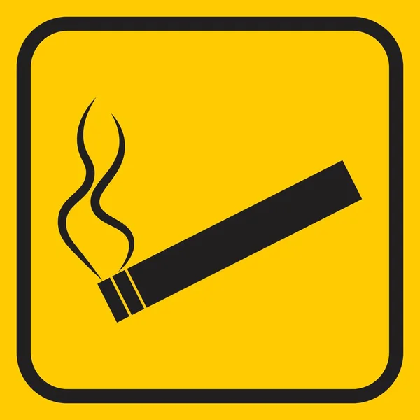 黄色の背景に喫煙タバコラインアイコン — ストックベクタ