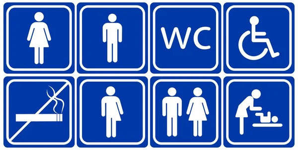 Mavi Arkaplandaki Tuvalet Çizgisi Simgesi — Stok Vektör
