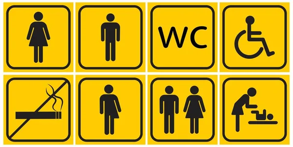 Sarı Arkaplandaki Tuvalet Çizgisi Simgesi — Stok Vektör