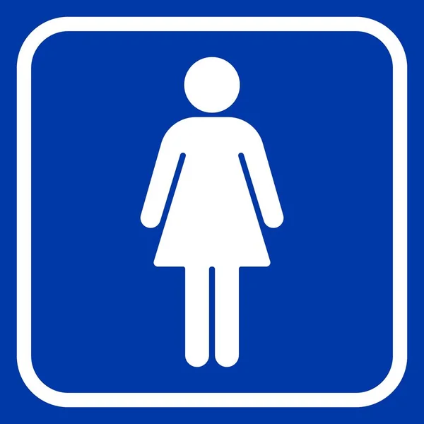 Ikon Garis Wanita Pada Latar Belakang Biru - Stok Vektor