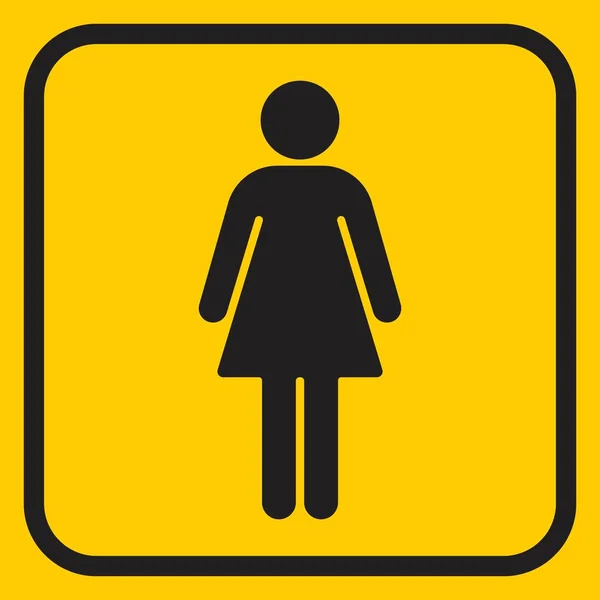 Kobieta Linia Ikona Żółtym Tle — Wektor stockowy