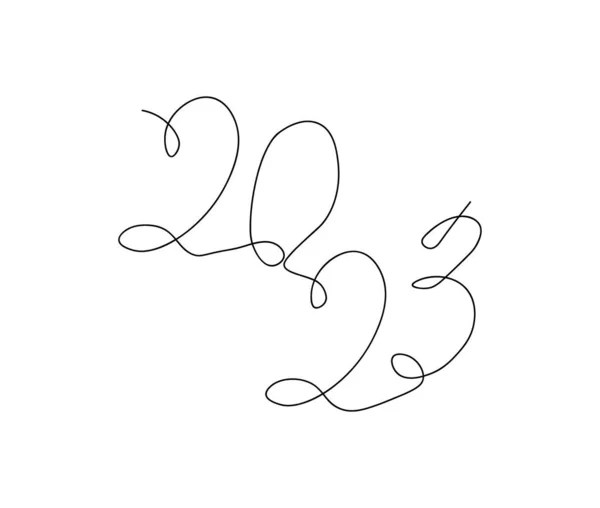 2023 Linha Contínua Desenho Desenhado Mão — Vetor de Stock