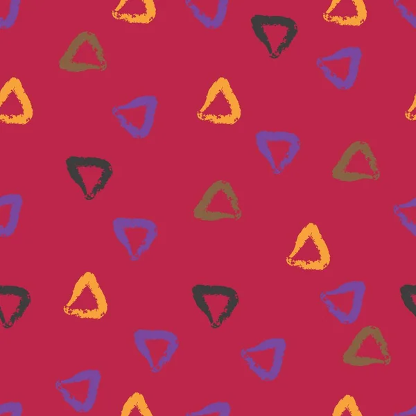 Muster Mit Handgezeichneten Unregelmäßigen Dreiecken Auf Viva Magenta Hintergrund — Stockvektor
