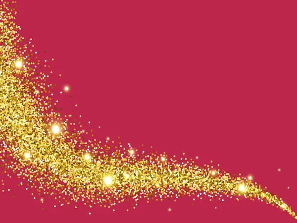 Gold Glitzernde Sterne Staub Spur Funkelnden Partikeln Auf Viva Magenta — Stockvektor