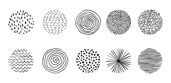Sada Čmáranicových Kruhových Vzorů Abstraktní Tvary Designové Prvky Módní Vzor — Stockový vektor