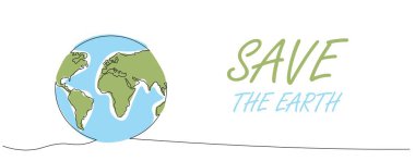 Dünya 'nın durmaksızın çizdiği bir çizgi. Dünya haritası çizimi. Dünya haritasının el çizimi sembolü. Beyaz arkaplanda izole