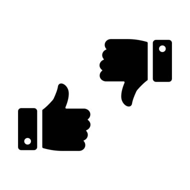 Baş parmaklar yukarı ve baş parmaklar aşağı simgesi. Siyah siluet işareti gibi. Hemfikir olduğumuz sembolle aynı fikirde değiliz. Kol hareketi. Beyaz arkaplanda izole