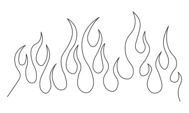 Minimalist silhouette of flame. One line drawing.  Design template