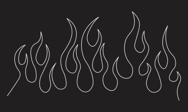 Minimalist silhouette of flame. One line drawing.  Design template
