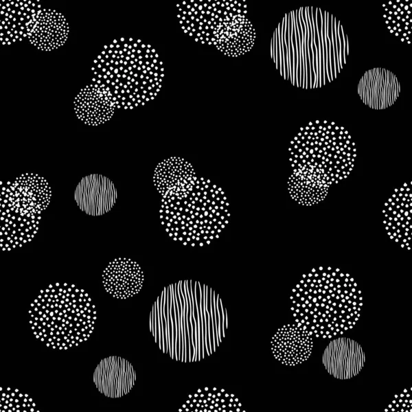 Абстрактный Геометрический Бесшовный Рисунок Кругами Традиционные Текстуры Нарисованные Вручную Современный — стоковый вектор